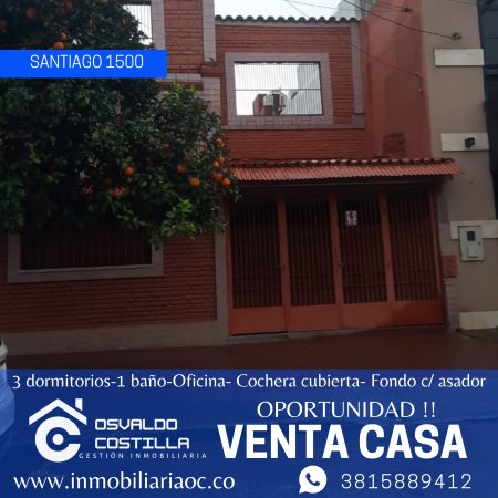 Venta Casa  de 3 hab en calle Santiago al 1500