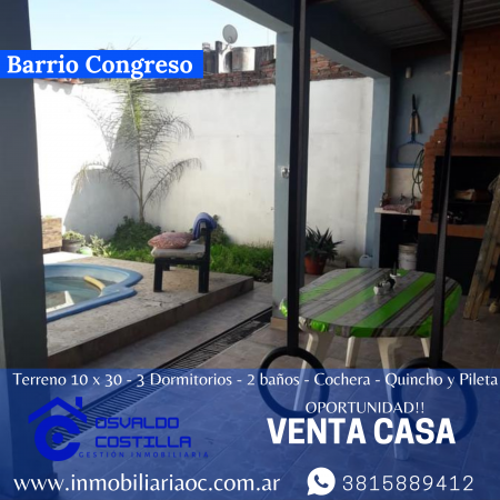 Venta Casa  de 3 Hab en Barrio Congreso 