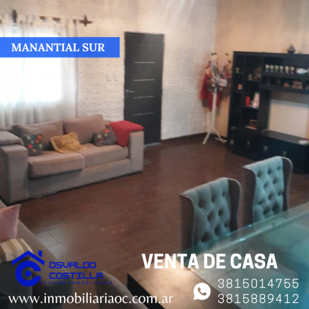 Venta de hermosa Casa 3 hab. en Manantial Sur