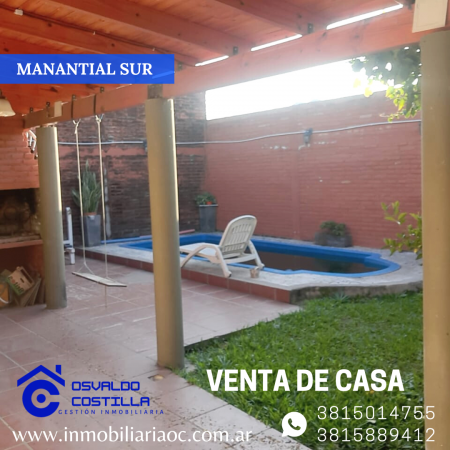 Venta de hermosa Casa 3 hab. en Manantial Sur