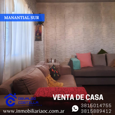 Venta de hermosa Casa 3 hab. en Manantial Sur