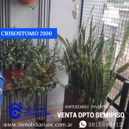 Venta hermoso Dpto. Semipiso en  Crisóstomo al 2100