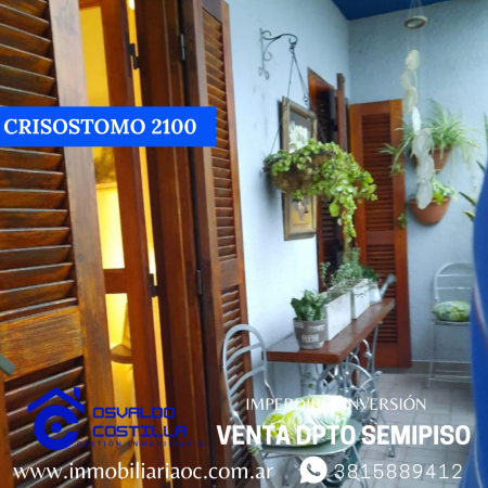 Venta hermoso Dpto. Semipiso en  Crisóstomo al 2100