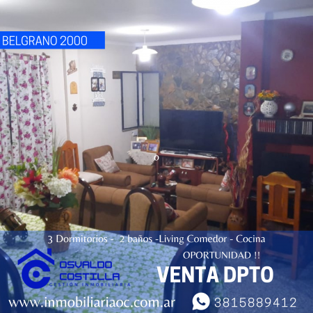   Venta Dpto. de 3  habitaciones en  Av. Belgrano al 2000