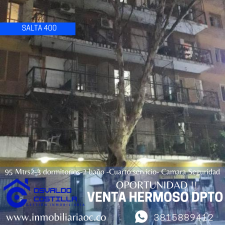 Venta de Dpto. de 3 hab. en Av. Salta  al 300