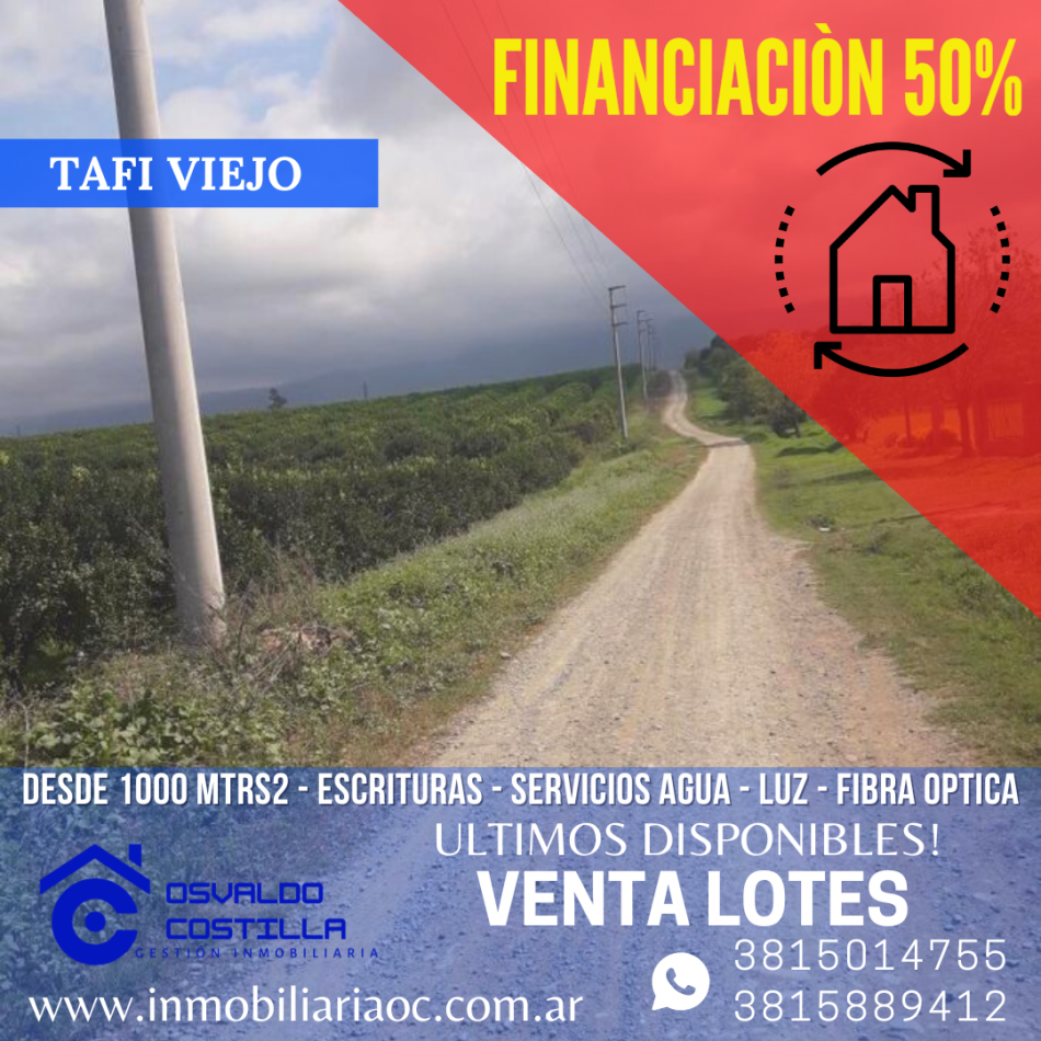 Venta de ultimos lotes! en Tafi Viejo zona de inmediato desarrollo