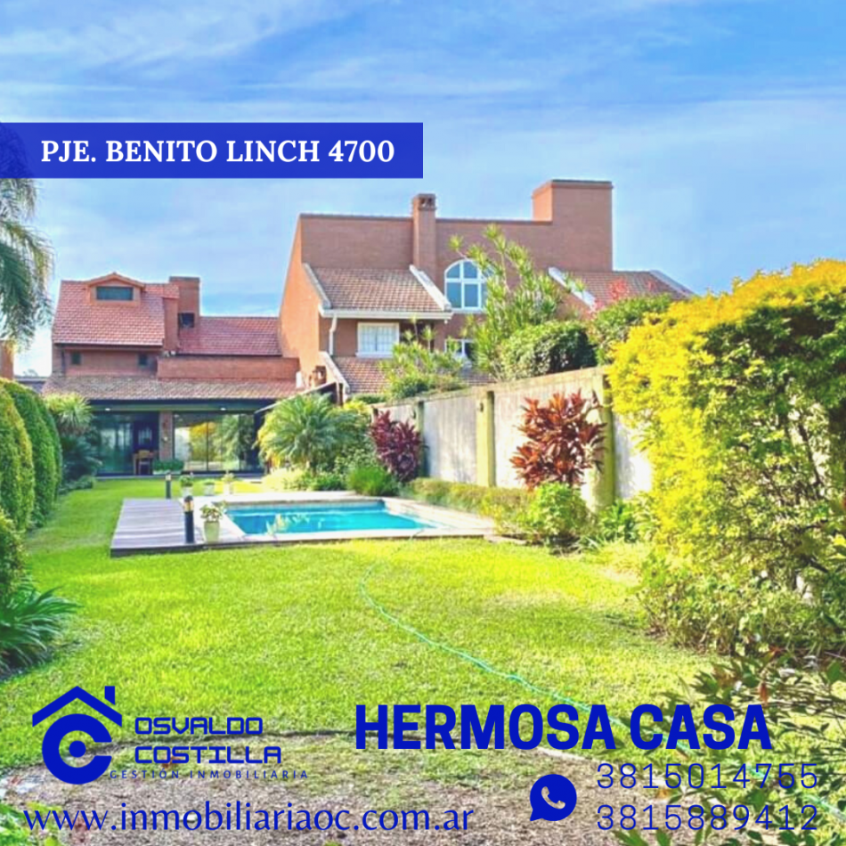 VENTA HERMOSA CASA  PJE. BENITO LYNCH 4700