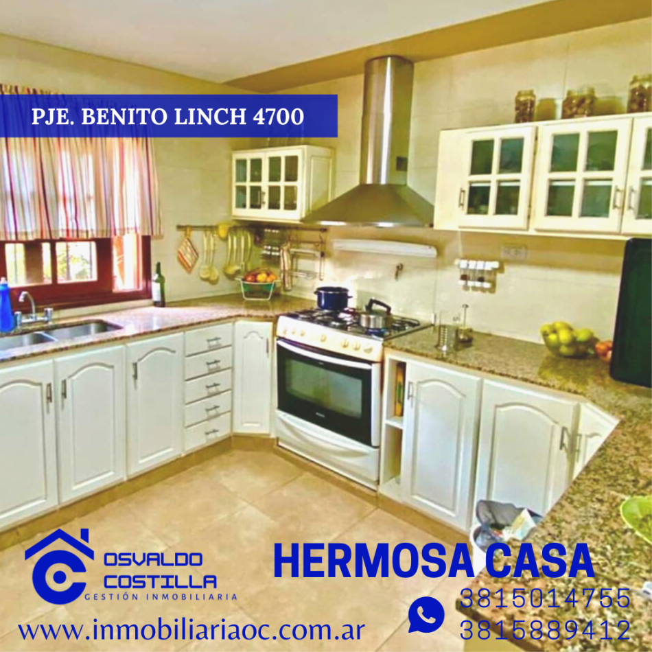 VENTA HERMOSA CASA  PJE. BENITO LYNCH 4700