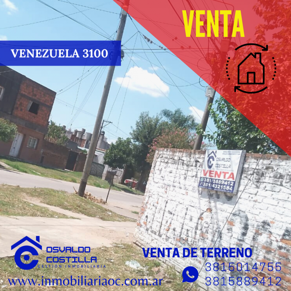 Venta de terreno excelente zona calle Venezuela 3100 c/ servicios