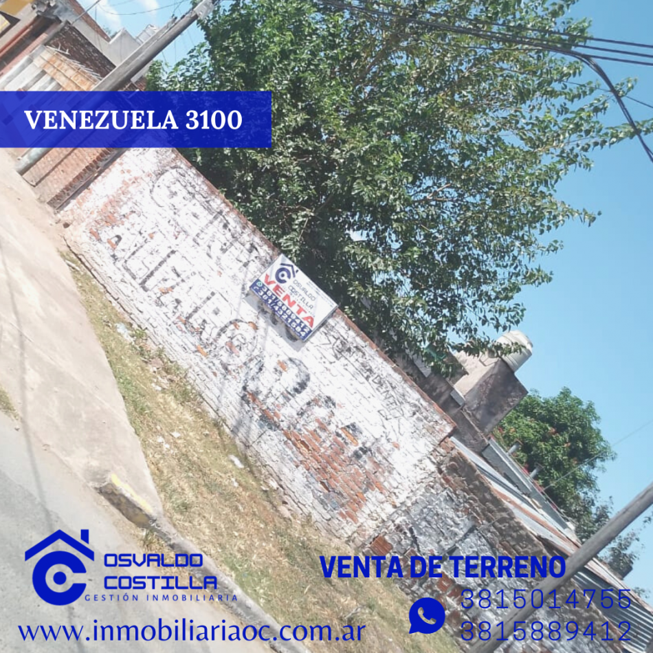 Venta de terreno excelente zona calle Venezuela 3100 c/ servicios