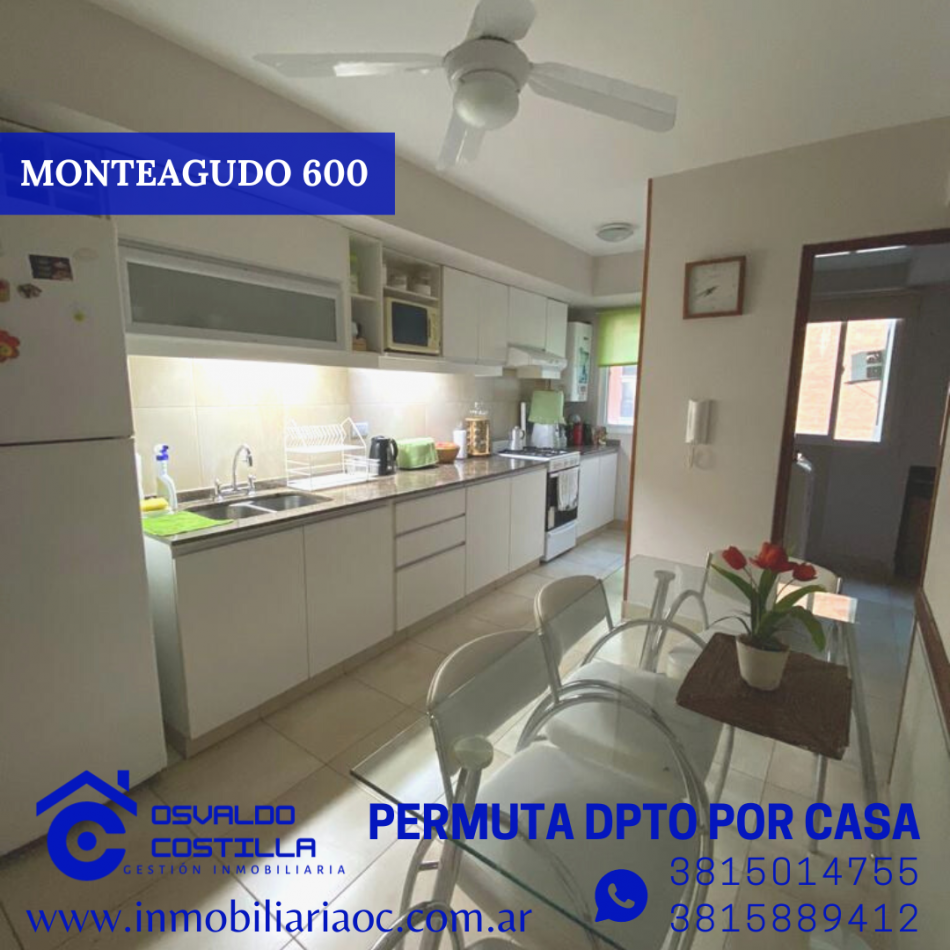 Permuto por casa hermoso dpto. ubicado en Monteagudo al 600