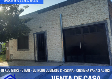 Venta de hermosa Casa 3 hab. en Manantial Sur